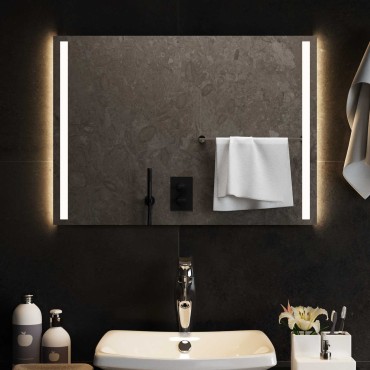 vidaXL Καθρέφτης μπάνιου LED Διαφανές 70 x 50 cm σκληρυμένο γυαλί