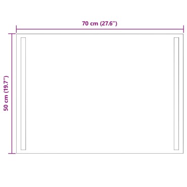 vidaXL Καθρέφτης μπάνιου LED Διαφανές 70 x 50 cm σκληρυμένο γυαλί