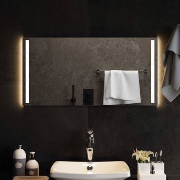 vidaXL Καθρέφτης μπάνιου LED Διαφανές 80 x 40 cm σκληρυμένο γυαλί