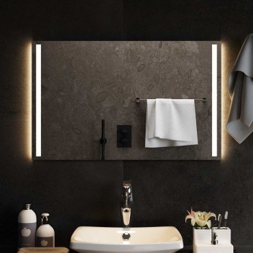 vidaXL Καθρέφτης μπάνιου LED Διαφανές 80 x 50 cm σκληρυμένο γυαλί