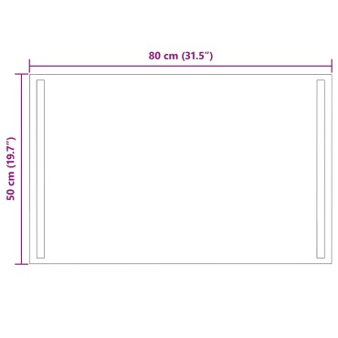 vidaXL Καθρέφτης μπάνιου LED Διαφανές 80 x 50 cm σκληρυμένο γυαλί