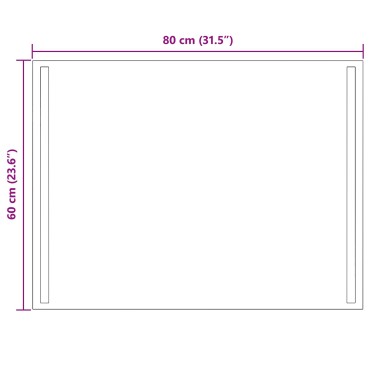 vidaXL Καθρέφτης μπάνιου LED Διαφανές 80 x 60 cm σκληρυμένο γυαλί