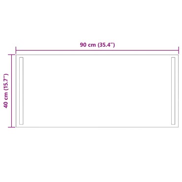 vidaXL Καθρέφτης μπάνιου LED Διαφανές 90 x 40 cm σκληρυμένο γυαλί