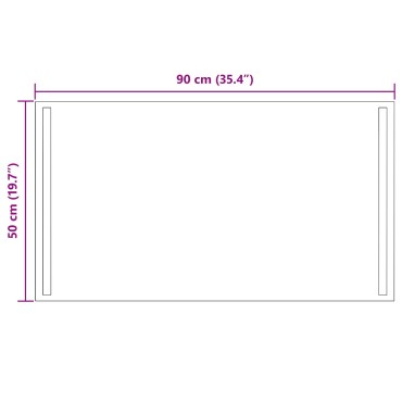 vidaXL Καθρέφτης μπάνιου LED Διαφανές 90 x 50 cm σκληρυμένο γυαλί