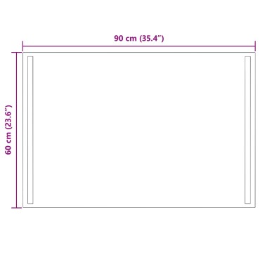 vidaXL Καθρέφτης μπάνιου LED Διαφανές 90 x 60 cm σκληρυμένο γυαλί