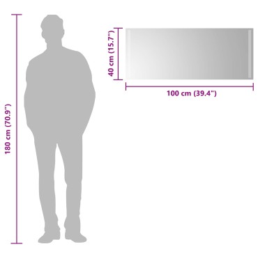 vidaXL Καθρέφτης μπάνιου LED Διαφανές 100 x 40 cm σκληρυμένο γυαλί