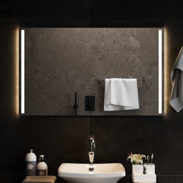 vidaXL Καθρέφτης μπάνιου LED Διαφανές 100 x 60 cm σκληρυμένο γυαλί