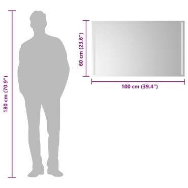 vidaXL Καθρέφτης μπάνιου LED Διαφανές 100 x 60 cm σκληρυμένο γυαλί