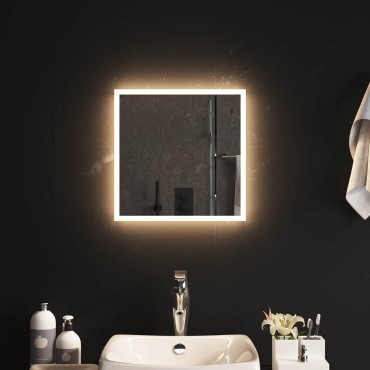 vidaXL Καθρέφτης μπάνιου LED Διαφανές 40 x 40 cm σκληρυμένο γυαλί