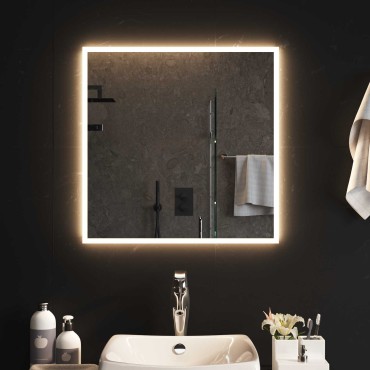 vidaXL Καθρέφτης μπάνιου LED Διαφανές 60 x 60 cm σκληρυμένο γυαλί
