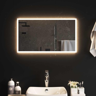 vidaXL Καθρέφτης μπάνιου LED Διαφανές 70 x 40 cm σκληρυμένο γυαλί