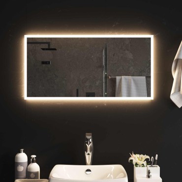vidaXL Καθρέφτης μπάνιου LED Διαφανές 80 x 40 cm σκληρυμένο γυαλί