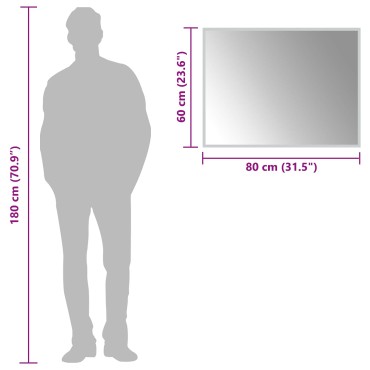 vidaXL Καθρέφτης μπάνιου LED Διαφανές 80 x 60 cm σκληρυμένο γυαλί