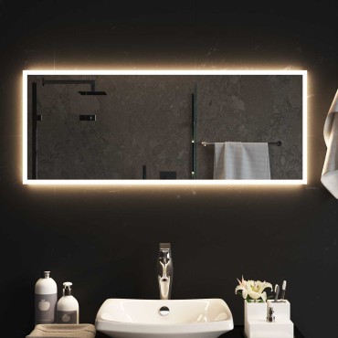 vidaXL Καθρέφτης μπάνιου LED Διαφανές 100 x 40 cm σκληρυμένο γυαλί
