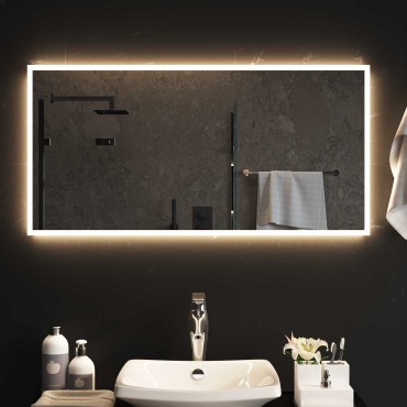 vidaXL Καθρέφτης μπάνιου LED Διαφανές 100 x 50 cm σκληρυμένο γυαλί