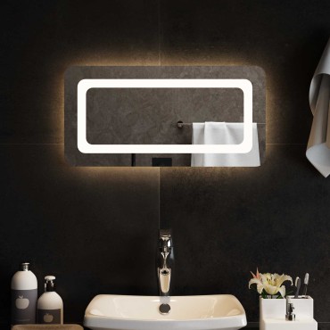 vidaXL Καθρέφτης μπάνιου LED Διαφανές 60 x 30 cm σκληρυμένο γυαλί