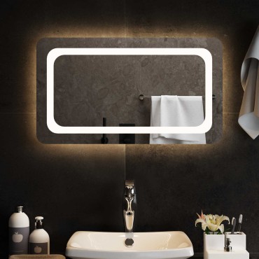 vidaXL Καθρέφτης μπάνιου LED Διαφανές 70 x 40 cm σκληρυμένο γυαλί