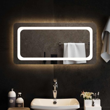 vidaXL Καθρέφτης μπάνιου LED Διαφανές 80 x 40 cm σκληρυμένο γυαλί