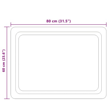 vidaXL Καθρέφτης μπάνιου LED Διαφανές 80 x 60 cm σκληρυμένο γυαλί