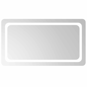vidaXL Καθρέφτης μπάνιου LED Διαφανές 90 x 50 cm σκληρυμένο γυαλί