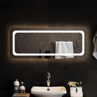 vidaXL Καθρέφτης μπάνιου LED Διαφανές 100 x 40 cm σκληρυμένο γυαλί