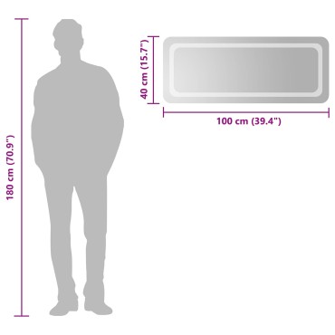 vidaXL Καθρέφτης μπάνιου LED Διαφανές 100 x 40 cm σκληρυμένο γυαλί
