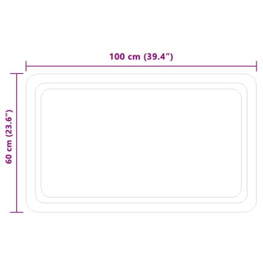 vidaXL Καθρέφτης μπάνιου LED Διαφανές 100 x 60 cm σκληρυμένο γυαλί