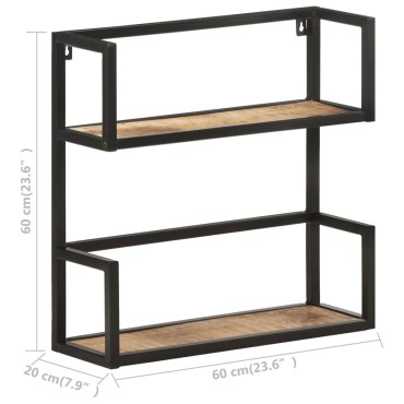 vidaXL Ραφιέρα Τοίχου 60x20x60cm από Ακατέργαστο Ξύλο Μάνγκο 1 τεμ.