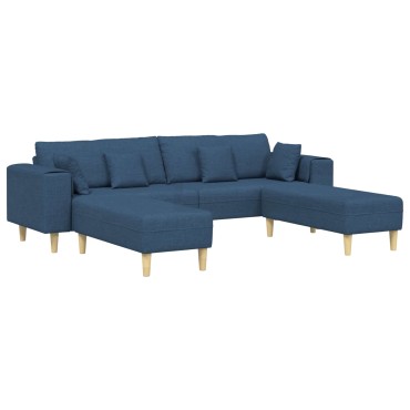 vidaXL Καναπές 3 τεμ. Μπλε ύφασμα 250x188x76cm  Τριθέσιος