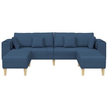 vidaXL Καναπές 3 τεμ. Μπλε ύφασμα 250x188x76cm  Τριθέσιος