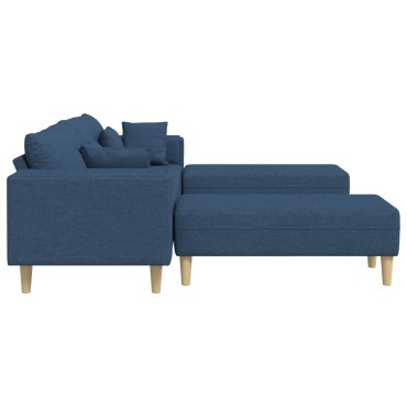 vidaXL Καναπές 3 τεμ. Μπλε ύφασμα 250x188x76cm  Τριθέσιος