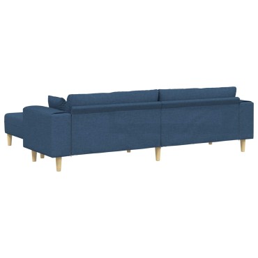 vidaXL Καναπές 3 τεμ. Μπλε ύφασμα 250x188x76cm  Τριθέσιος