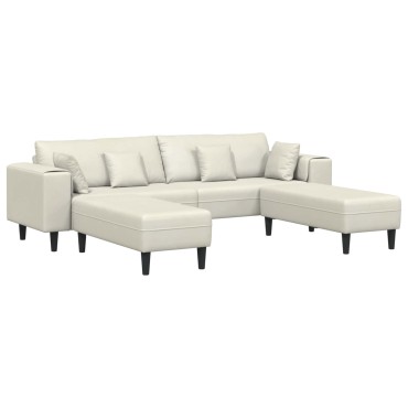 vidaXL Καναπές 3 τεμ. Κρεμ Βελούδο 250x188x76cm  Τριθέσιος