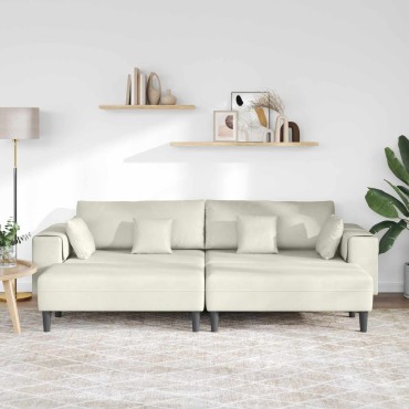 vidaXL Καναπές 3 τεμ. Κρεμ Βελούδο 250x188x76cm  Τριθέσιος