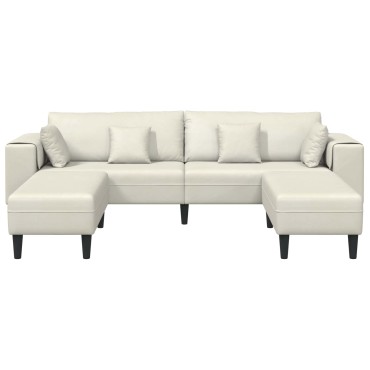 vidaXL Καναπές 3 τεμ. Κρεμ Βελούδο 250x188x76cm  Τριθέσιος