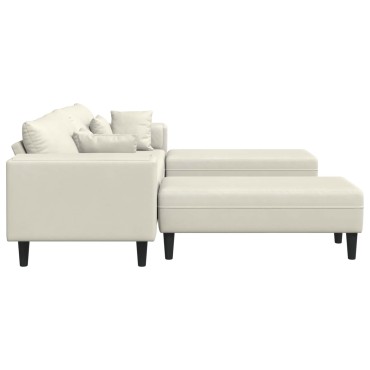vidaXL Καναπές 3 τεμ. Κρεμ Βελούδο 250x188x76cm  Τριθέσιος