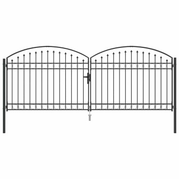 vidaXL Πύλη Φράχτη ASSEN 401 x 200 εκ. Ατσάλι Γκρι Κλειδώσιμο