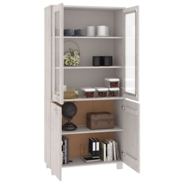 vidaXL Ντουλάπι HAMAR Λευκό από Μασίφ Ξύλο Πεύκου 85x35x180cm 1 τεμ.