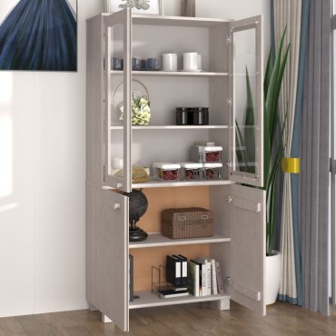 vidaXL Ντουλάπι HAMAR Λευκό από Μασίφ Ξύλο Πεύκου 85x35x180cm 1 τεμ.