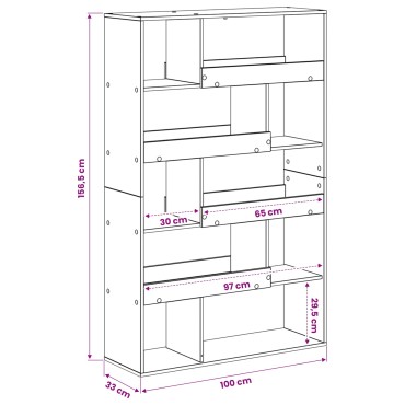 vidaXL Ράφι βιβλίων 100x33x156,5cm Επεξεργασμένο Ξύλο Μαύρη δρυς 1 τεμ.