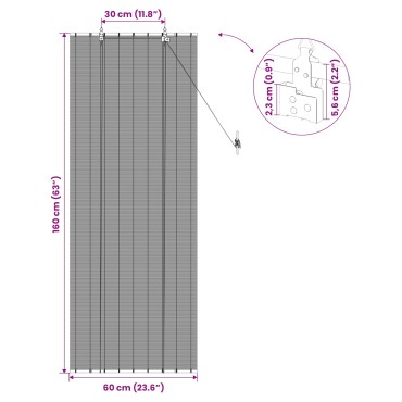 vidaXL Ρόλερ (στόρι) Γκρι 60 x 160 εκ. Μπαμπού