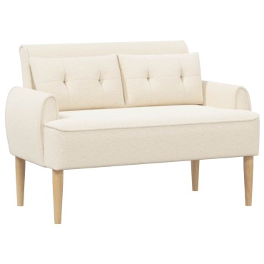 vidaXL Love seat με κουμπιά Κρεμ 117x67x77cm Μπουκλέ