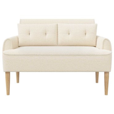 vidaXL Love seat με κουμπιά Κρεμ 117x67x77cm Μπουκλέ