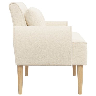 vidaXL Love seat με κουμπιά Κρεμ 117x67x77cm Μπουκλέ