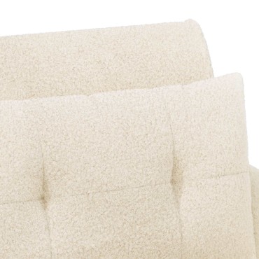 vidaXL Love seat με κουμπιά Κρεμ 117x67x77cm Μπουκλέ