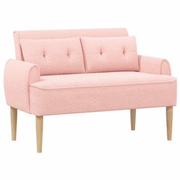 vidaXL Love seat με κουμπιά Ροζ 117x67x77cm Μπουκλέ