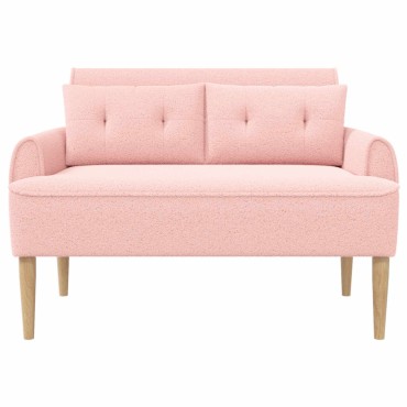 vidaXL Love seat με κουμπιά Ροζ 117x67x77cm Μπουκλέ