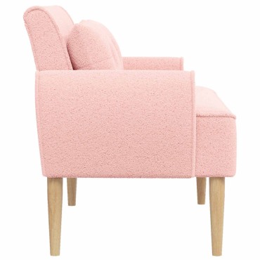 vidaXL Love seat με κουμπιά Ροζ 117x67x77cm Μπουκλέ