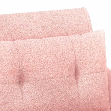 vidaXL Love seat με κουμπιά Ροζ 117x67x77cm Μπουκλέ