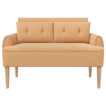 vidaXL Love seat με κουμπιά Μπεζ 117x67x77cm Μπουκλέ